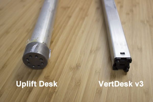 Uplift Desk and VertDesk bottom of Gear Support Tube Comparison