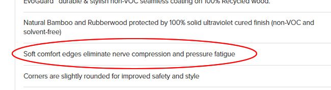 Eliminates nerve compession claim on EvoDesk.com