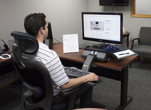 Keyboard platform shown below desktop