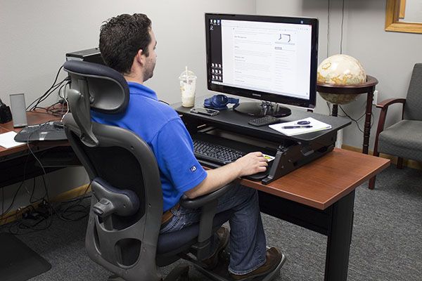 VertDesk Converter at sitting height