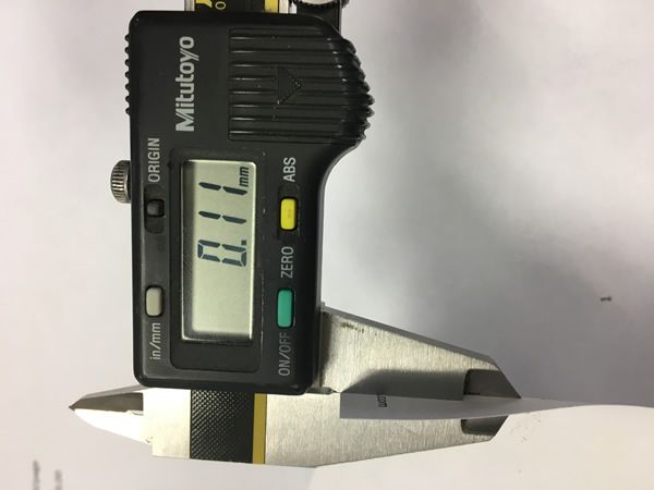 Caliper at .11 mm with piece of paper