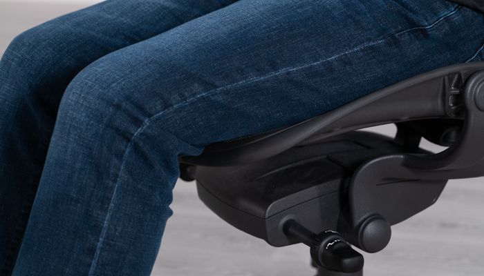 Seated in Aeron to show front of seat