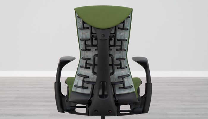 Pixelated backrest of Embody chair