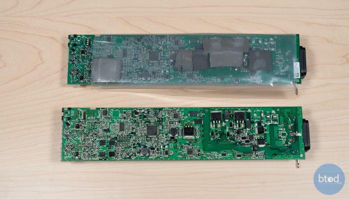 Showing the Bottom of the Board With and Without The Head Conductive Pads