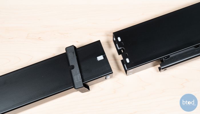VertDesk outer column and inner column with glide systems