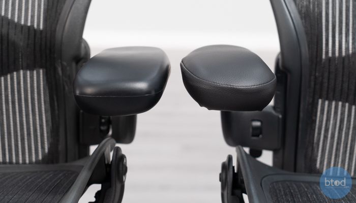 Front of the Arm Pads on BTOD vs. Madison Seating (right)