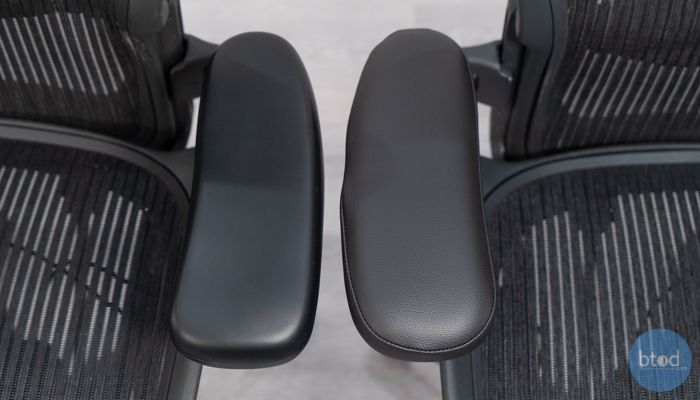 Top Side of Arm Pads on BTOD vs. Madison Seating (right)