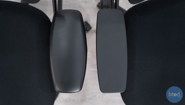 Armrest Pad Shape Leap v1 (left) vs v2