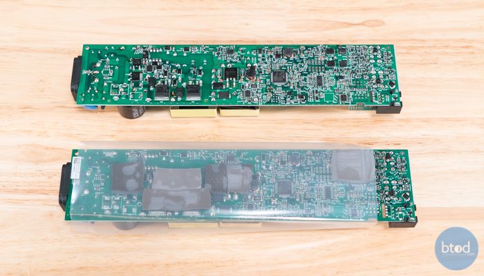 Showing the Bottom of the Board With and Without The Head Conductive Pads
