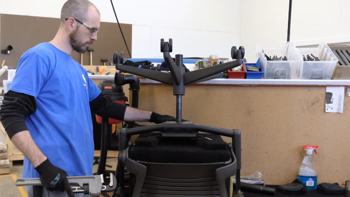 Removing old cylinder with pipe wrench