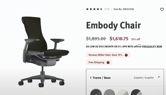 The price is higher on the Embody