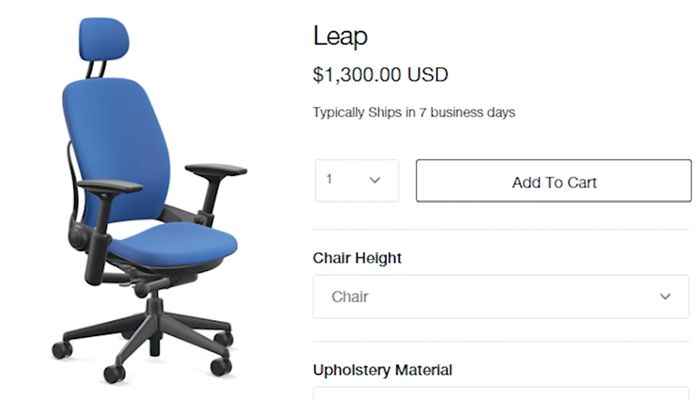 The Steelcase Leap V2 with the headrest feature