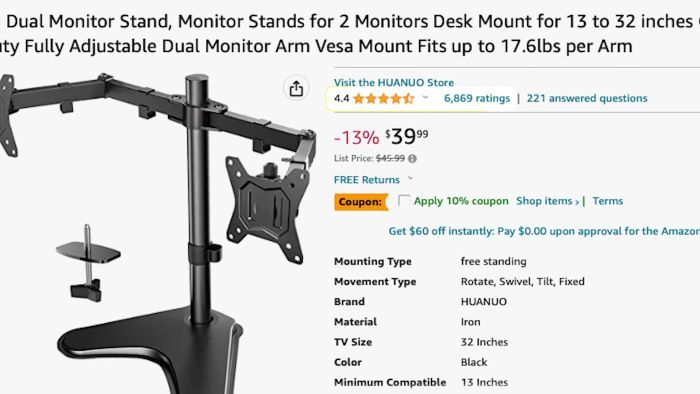 Huanuo Dual Monitor Stand