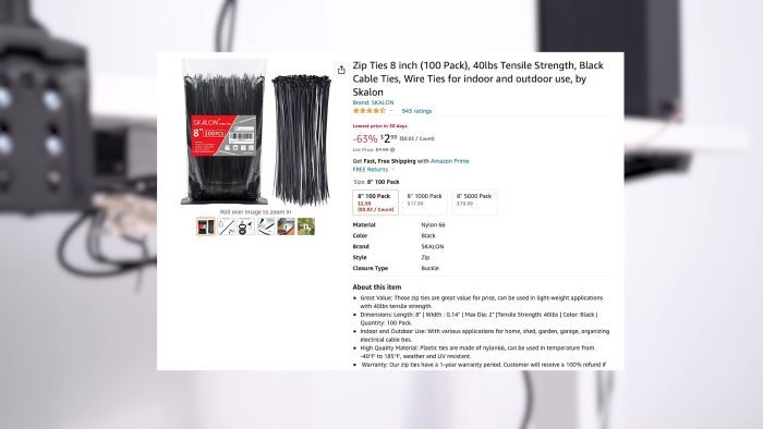 Simple zip ties used to hold cables