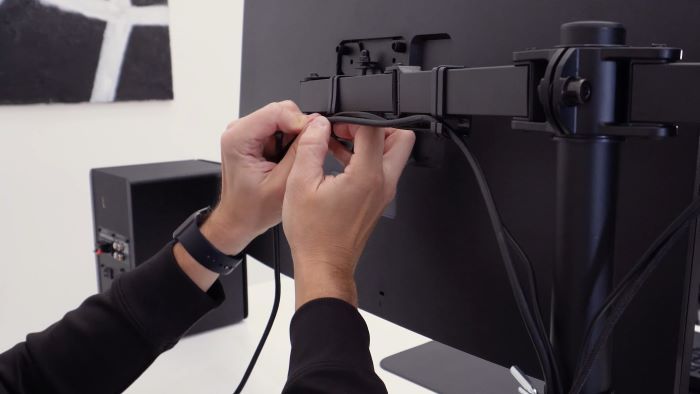 Cable management can be fed through the monitor arms