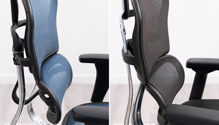 The lumbar support is shown on both chairs