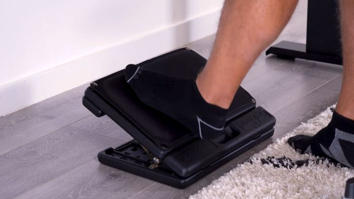 Footrest has rubber grips on the bottom to help stay in place on floor